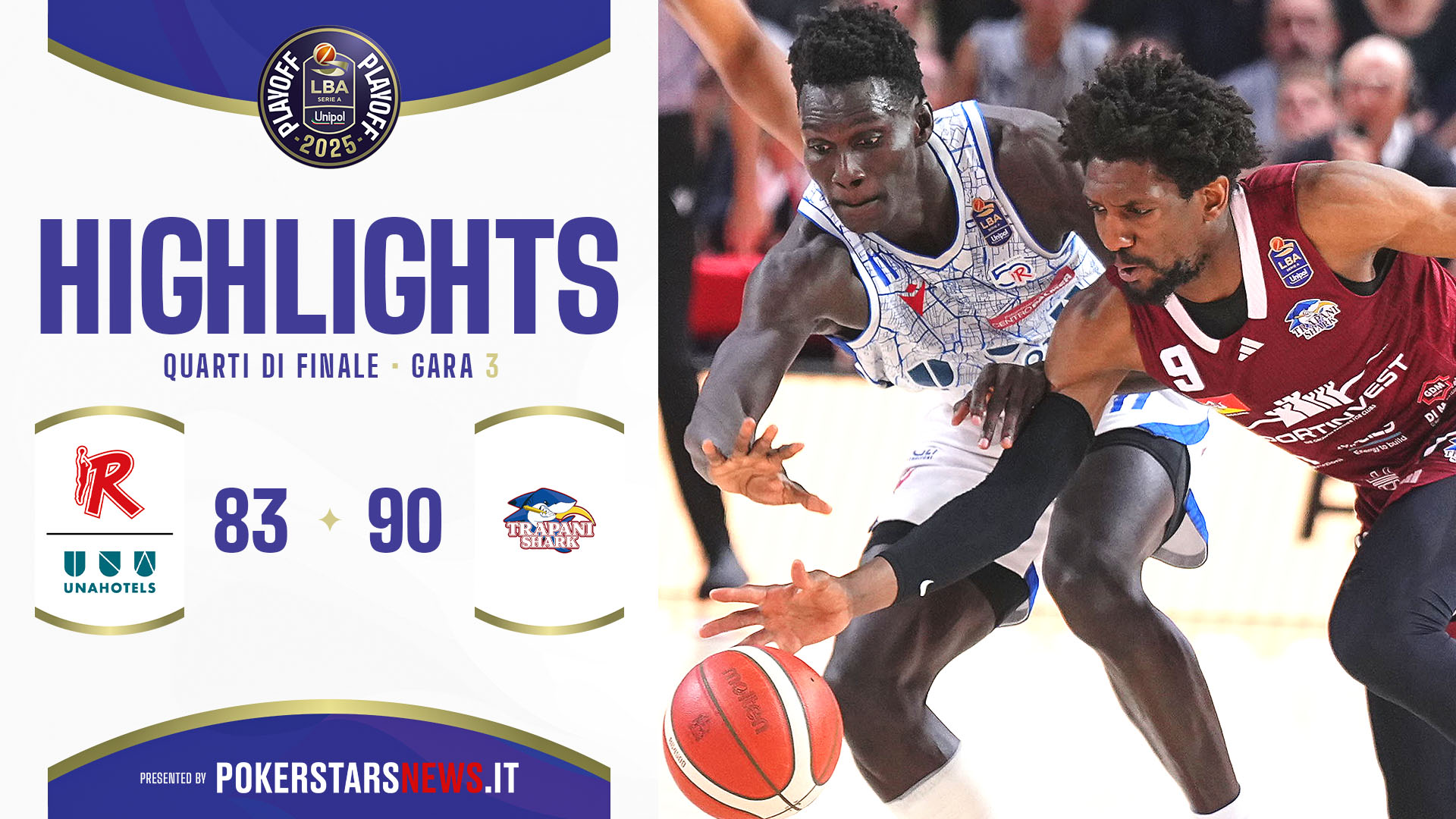 immagine - UNAHOTELS Reggio Emilia - Trapani Shark | Quarti di Finale | Gara-3